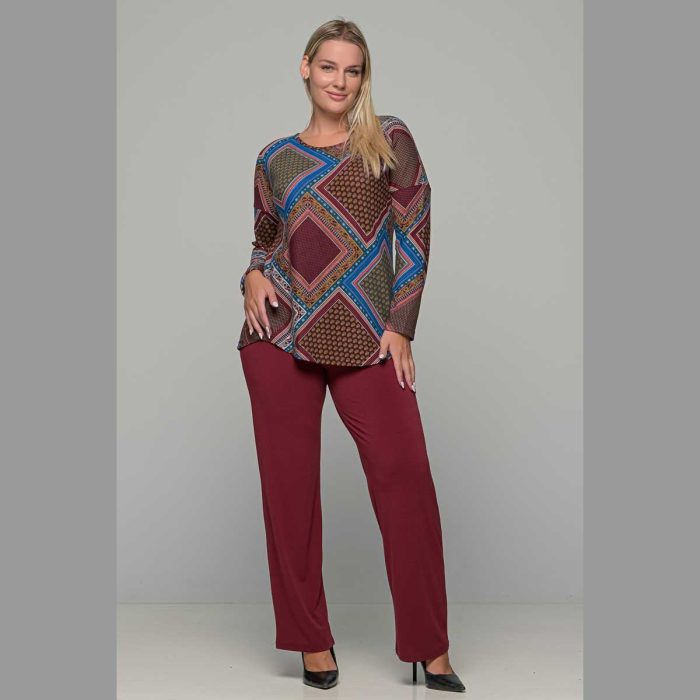 Gomore Μπλούζα Γκρενά Με Boho Σχέδιο Γυναικεία Και Ξεχειλωτό Γιακά All Day - 36115 - Image 3