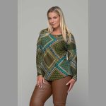 Gomore Μπλούζα Πράσινη Με Boho Σχέδιο Γυναικεία Και Ξεχειλωτό Γιακά All Day - 36115-GR - Image 2