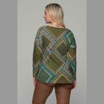 Gomore Μπλούζα Πράσινη Με Boho Σχέδιο Γυναικεία Και Ξεχειλωτό Γιακά All Day - 36115-GR - Image 3