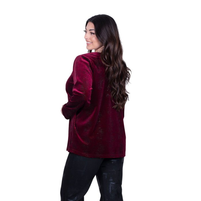 Gomore Μπλούζα Μπορντοκόκκινη Γυναικεία Βραδινή Σε Ίσια Γραμμή - GM-24906-GR - Image 4