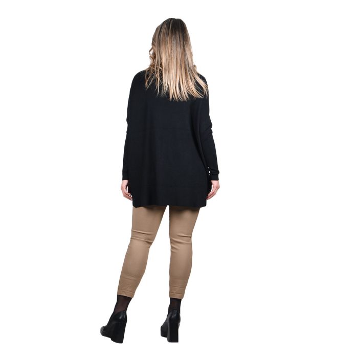 Platinum Μπλούζα Μαύρη Με Ψηλό Λαιμό Γυναικεία Casual Φαρδιά Μακριά All Day Free Size - IT-017-BC - Image 4