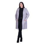 Platinum Ζακέτα Γκρι Γυναικεία Μακριά Casual Με Κουκούλα All Day Free Size - IT-1957-GR