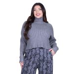 Platinum Μπλούζα Γκρι Γυναικεία Με Ζιβάγκο Casual Φαρδιά Νεανική All Day - IT-20258-GR