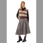 Platinum Φούστα Γκρι Γυναικεία Midi Klos Εβαζέ Με Ζώνη Καθημερινή - IT-383-A-42 - Image 2