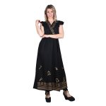 Platinum Φόρεμα Μαύρο Γυναικείο Μακρύ Αμάνικο Με Αρχαιοελληνικά Σχέδια Free Size -12364-BC