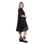 Platinum Καφτάνι Μαύρο Γυναικείο Με Χρυσά Αρχαιοελληνικά Ψάρια & Σύμβολα Free Size -124119-BC - Image 2