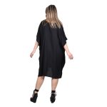 Platinum Καφτάνι Μαύρο Γυναικείο Με Χρυσά Αρχαιοελληνικά Ψάρια & Σύμβολα Free Size -124119-BC - Image 3