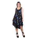 Platinum Καφτάνι - Φόρεμα Μαύρο Γυναικείο Με Χοντρή Τιράντα Κοντό ''Μάτια'' -124126-B