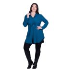 Platinum Πουκαμίσα Πετρολ Γυναικεία Σεμιζιέ Με Κουμπιά Και Ζώνη All Day Free Size -1363-RL - Image 2