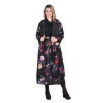 Platinum Καπαρτίνα Μαύρη Με Πολύχρωμα Floral Γυναικείο Midi Με Γιακά All Day Free Size - 156-GU - Image 6