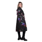 Platinum Καπαρτίνα Μαύρη Με Πολύχρωμα Floral Γυναικείο Midi Με Γιακά All Day Free Size - 156-GU - Image 7