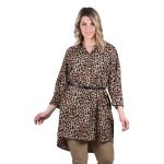 Platinum Πουκαμίσα - Φόρεμα Μαύρη Animal Print Γυναικεία Μακρυμάνικη All Day Free Size - 1956-RP