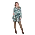 Platinum Πουκάμισο Πράσινο Εμπριμέ Γυναικείο Mακρυμάνικο Μακρύ All Day Free Size - 1965-GR - Image 4