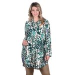 Platinum Πουκάμισο Πράσινο Εμπριμέ Γυναικείο Mακρυμάνικο Μακρύ All Day Free Size - 1965-GR