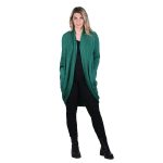 Platinum Ζακέτα Πράσινη Γυναικεία Μακριά Πλεκτή Casual Με Τσέπες All Day Free Size - 2098-RA