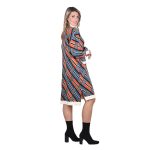 Platinum Φόρεμα Μπλέ - Κεραμιδί Γυναικείο Με Σχέδια Πλεκτό Boho Casual All Day Free Size - 228-42 - Image 2