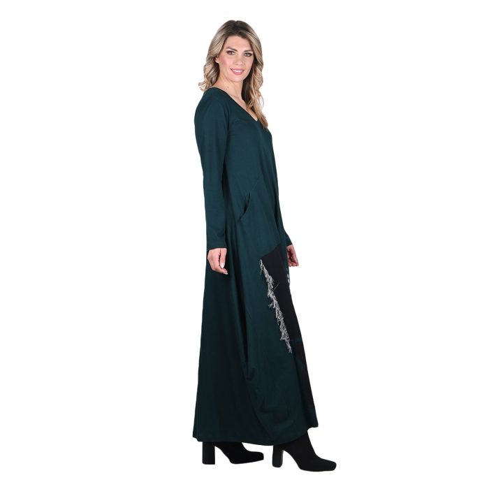 Platinum Φόρεμα Πράσινο Γυναικείο Απλικέ Maxi ''Νυχτερινό Ταξίδι Patchwork'' All Day - 232-PR - Image 4