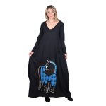 Platinum Φόρεμα Μαύρο Γυναικείο Απλικέ Maxi ''Ερωτευμένα Άλογα Patchwork'' All Day - 233-BC - Image 2