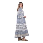 Gomore Φόρεμα Μπλε - Λευκό Σχέδια Γυναικείο Μακρύ Βαμβακερό All Day Free Size - 26747-BL - Image 3