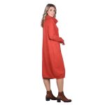 Platinum Φόρεμα Εκάι Γυναικείο Πλεκτό Midi Casual Με Φαδρύ Ξεχειλωτό Γιακά All Day Free Size - 3235-42-TR - Image 3