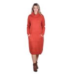 Platinum Φόρεμα Εκάι Γυναικείο Πλεκτό Midi Casual Με Φαδρύ Ξεχειλωτό Γιακά All Day Free Size - 3235-42-TR