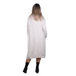 Platinum Φόρεμα Λευκό Γυναικείο Πλεκτό Midi Casual Με Φαδρύ Ξεχειλωτό Γιακά All Day Free Size - 3235-42-W - Image 3