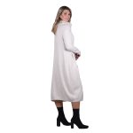 Platinum Φόρεμα Λευκό Γυναικείο Πλεκτό Midi Casual Με Φαδρύ Ξεχειλωτό Γιακά All Day Free Size - 3235-42-W - Image 4