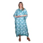 Platinum Καφτάνι Aqua Με Σχέδια Γυναικείο Maxi Δροσερό All Day Free Size - 32427-34-TR