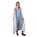 Platinum Φόρεμα Μπλε - Λευκό Γυναικείο Με Σχέδια Tιραντέ Μακρύ All Day Free Size - 42449-8 - Image 3