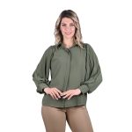 Platinum Πουκάμισο Χακί Γυναικείο Mακρυμάνικο Με Πλισέ Μανίκια All Day Free Size - 5160-HA