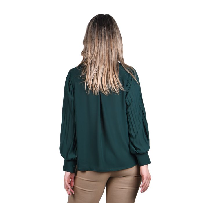 Platinum Πουκάμισο Πράσινο Γυναικείο Mακρυμάνικο Με Πλισέ Μανίκια All Day Free Size - 5160-RS - Image 3