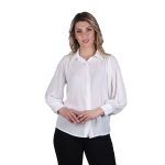 Platinum Πουκάμισο Λευκό Γυναικείο Mακρυμάνικο Με Πλισέ Μανίκια All Day Free Size - 5160-W