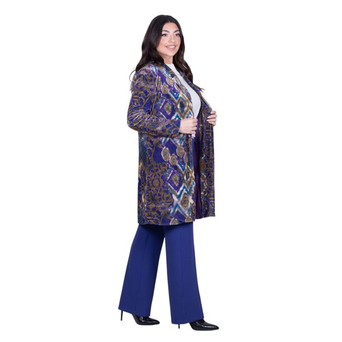 Platinum Ημίπαλτο Μωβ Με Πολύχρωμα Γήινα Σχέδια Γυναικείο Καθημερινό Free Size - 64-GU-V - Image 4