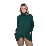Platinum Πουλόβερ - Πόντσο Πράσινο Με Ζιβάγκο Γυναικείο Casual Φαρδύ All Day Free Size - 8215-GR