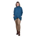 Platinum Πουλόβερ - Πόντσο Πετρολ Με Ζιβάγκο Γυναικείο Casual Φαρδύ All Day Free Size - 8215-RL - Image 3