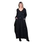 Platinum Φόρεμα Μαύρο Γυναικείο Απλικέ Maxi ''Υφασμάτινα Λουλούδια'' All Day - 840-BC