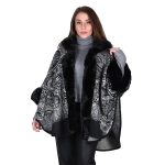 Fairyland Κάπα Μαύρη Με Σχέδια Γυναικεία Οικολογική Γούνα & Κουκούλα All Day Free Size - FM-9715