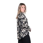 Fullah Sugah Πουκαμίσα Μαύρη Με Εκρού Boho Σχέδια Γυναικεία Μακρυμάνικη All Day - FS-32300002 - Image 2