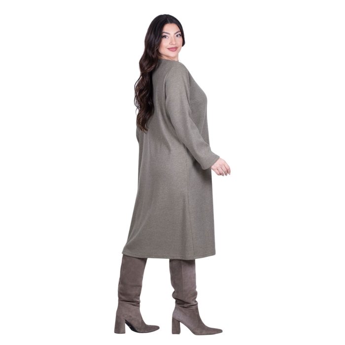 Gomore Φόρεμα Χακί Γυναικείο Μidi Καθημερινό Με Στυλ Ατσαλάκωτο - GM-24743-GR - Image 4