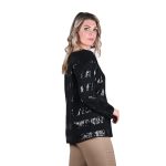 Gomore Μπλούζα Μαύρη Με Ριγέ Παγέτες Γυναικεία Βραδινή Με Ντεκολτέ - GM-36130-B - Image 2