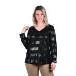 Gomore Μπλούζα Μαύρη Με Ριγέ Παγέτες Γυναικεία Βραδινή Με Ντεκολτέ - GM-36130-B