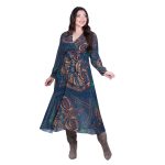 Platinum Φόρεμα Πετρόλ Με Εμπριμέ Σχέδιο Γυναικείο Κρουαζέ All Day Free Size - IT-126-KC - Image 2