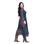 Platinum Φόρεμα Πετρόλ Με Εμπριμέ Σχέδιο Γυναικείο Κρουαζέ All Day Free Size - IT-126-KC - Image 3