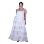 Platinum Φόρεμα Λευκό Γυναικείο Τιραντέ Maxi Vintage Klos Με Βολάν Free Size - 62108