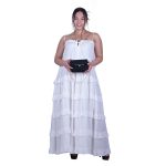 Platinum Φόρεμα Λευκό Γυναικείο Τιραντέ Maxi Vintage Klos Με Βολάν Free Size - 62108 - Image 4