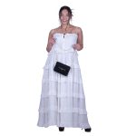 Platinum Φόρεμα Λευκό Γυναικείο Τιραντέ Maxi Vintage Klos Με Βολάν Free Size - 62108 - Image 5