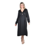Platinum Φόρεμα Μαύρο Γυναικείο Midi Mακρυμάνικο All Day Free Size - ΙΤ-1128-BC