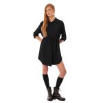 Platinum Πουκαμίσα - Φόρεμα Μαύρη Γυναικεία Σεμιζιέ Με Κουμπιά Και Ζώνη All Day Free Size -1363-BC