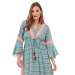 Platinum Φόρεμα Aqua Με Boho Σχέδια Γυναικείο Μακρύ Βαμβακερό Flair Free Size - 424142-AQ - Image 2