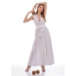 Platinum Φόρεμα Λευκό Γυναικείο Μaxi Εξώπλατο Ρομαντικό All Day Free Size - SAR-62202-W